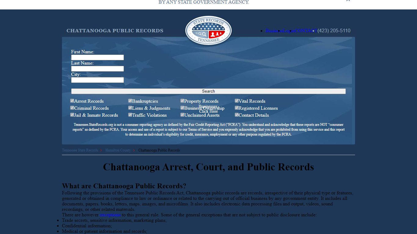 Chattanooga Arrest and Public Records - StateRecords.org